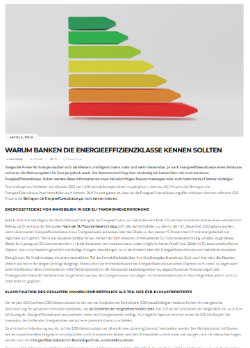 Warum Banken die Energieeffizienzklasse kennen sollten